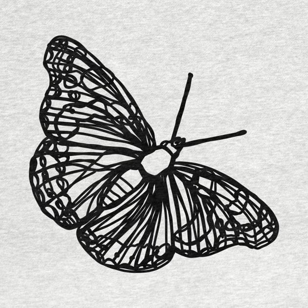 Butterfly line art black, no background by Carijn